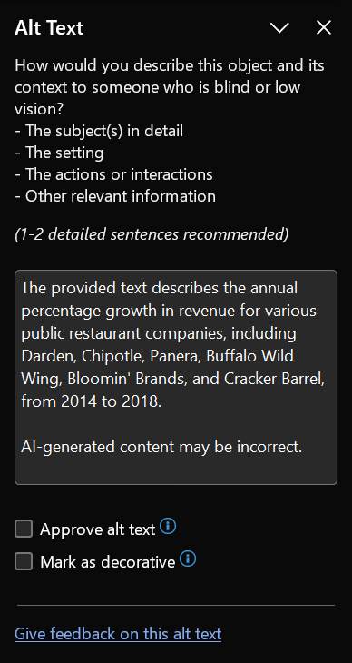 Automatic alt text generation in Word and PowerPoint on Copilot+ PCs