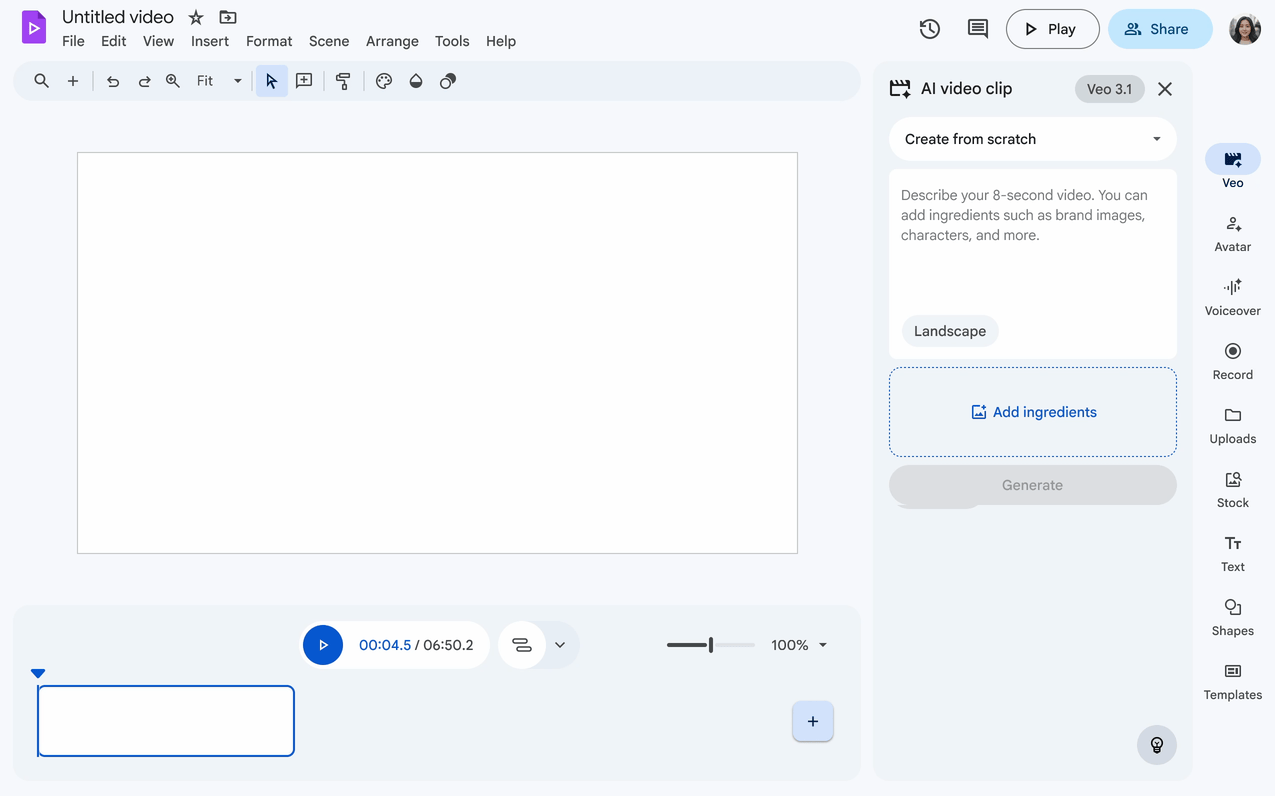 Ingredients to Video in Veo 3.1 now supports portrait-sized clips in Google Vids