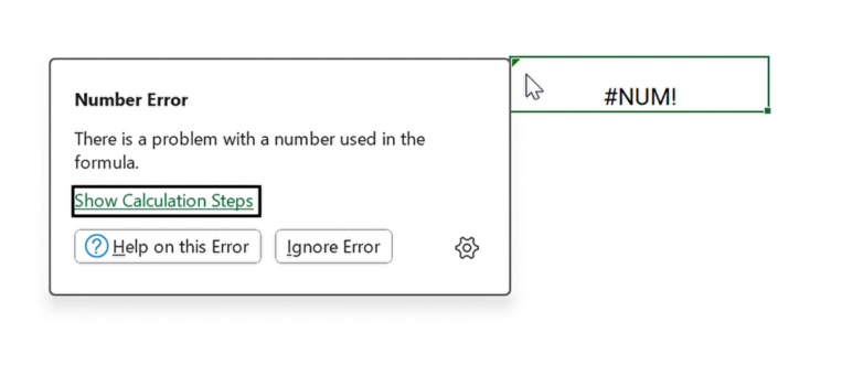 Descriptive error cards in Excel for Windows