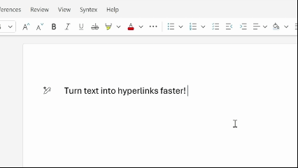 Add links to text faster in Word