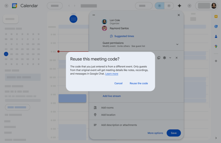 Improving the connection between Google Calendar events and Google Meet calls