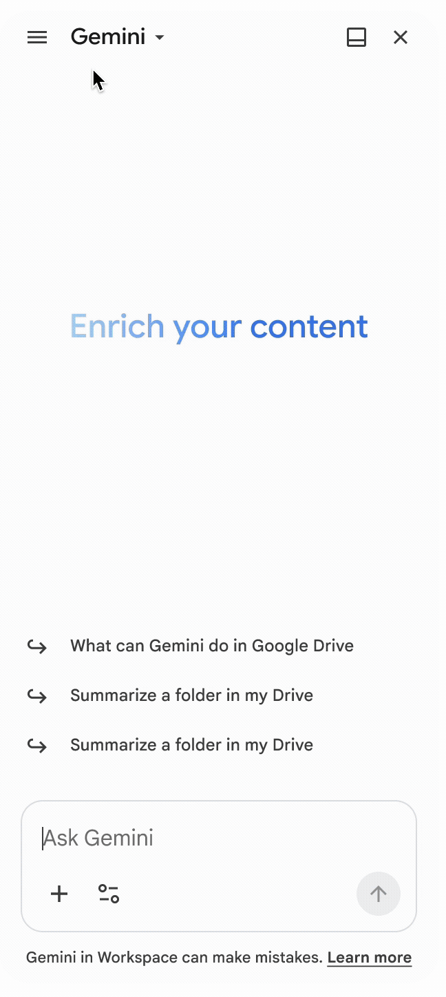 Gemini conversation history is coming to the side panel in Google Workspace