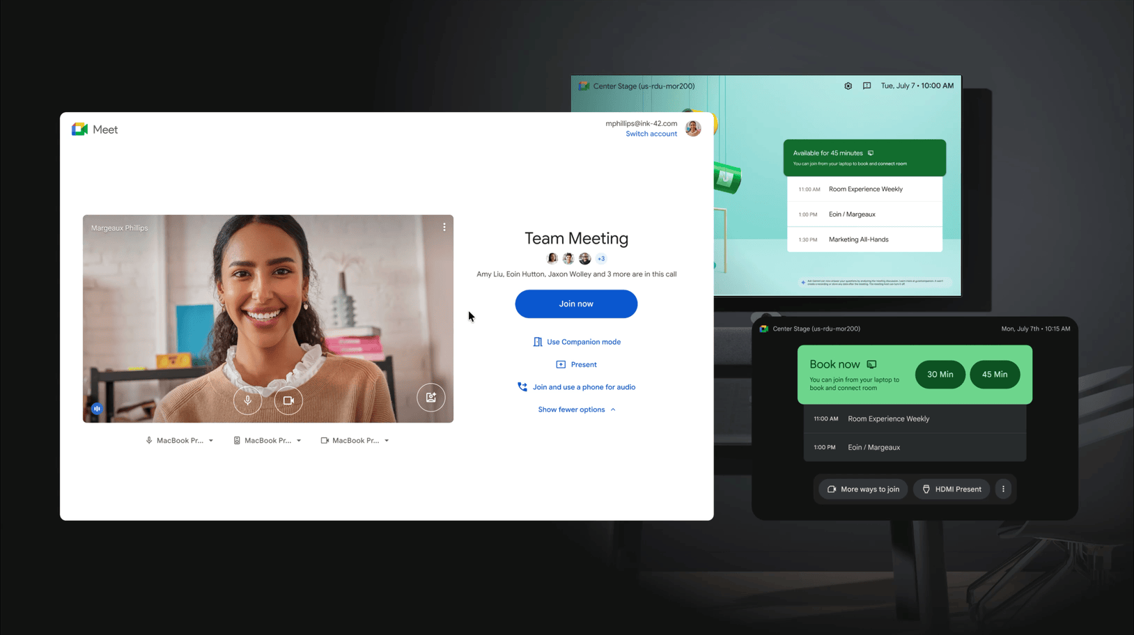 Seamlessly join meetings on Google Meet hardware with “Connect Room”