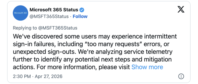 Microsoft says Outlook.com outage is causing sign‑in failures