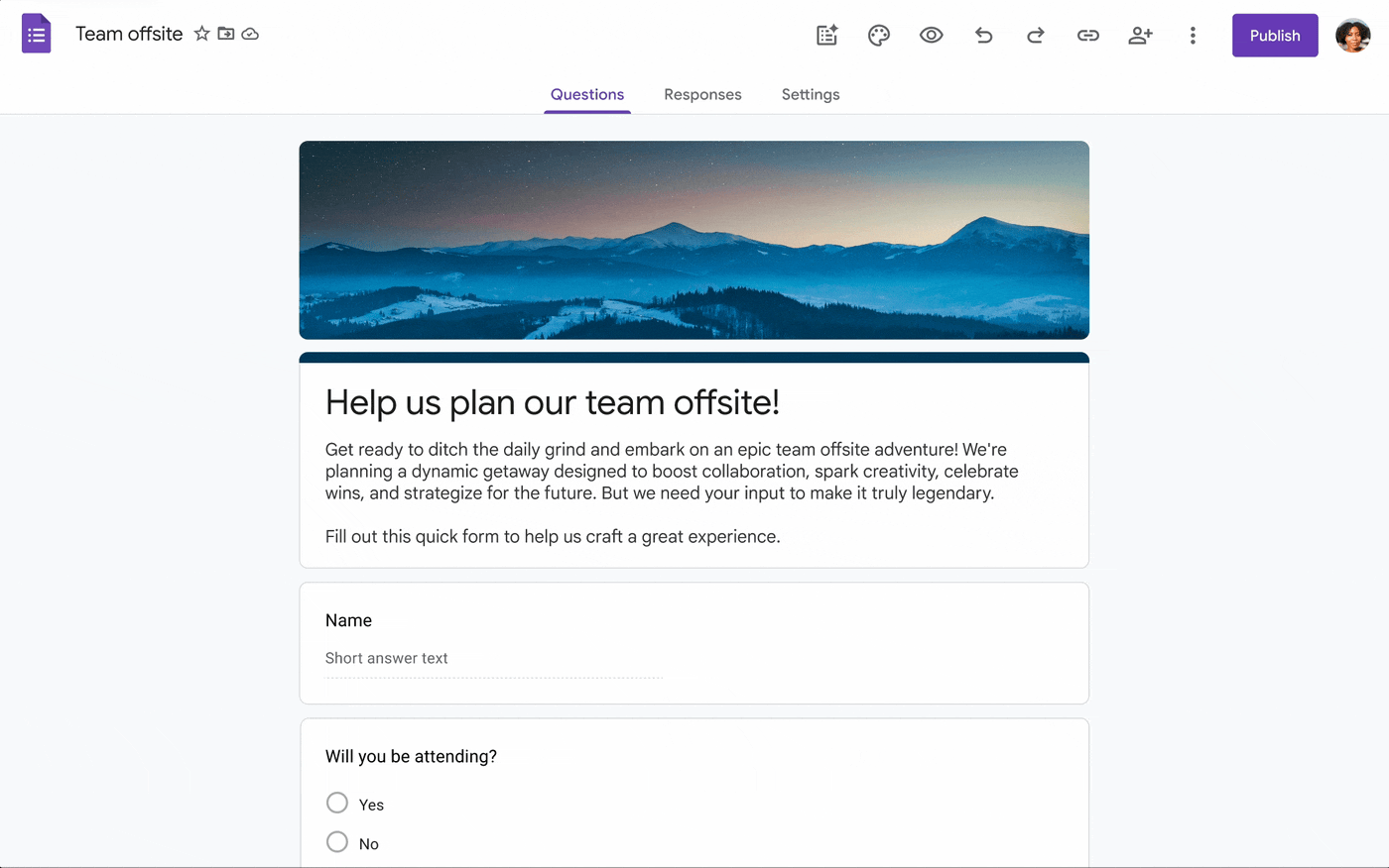Expanded options for header images in Google Forms