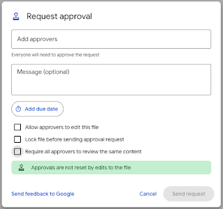 Request lightweight document alignment with approvals in Google Drive