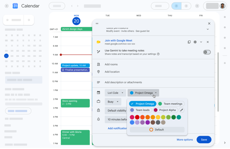 Custom event colors in Google Calendar