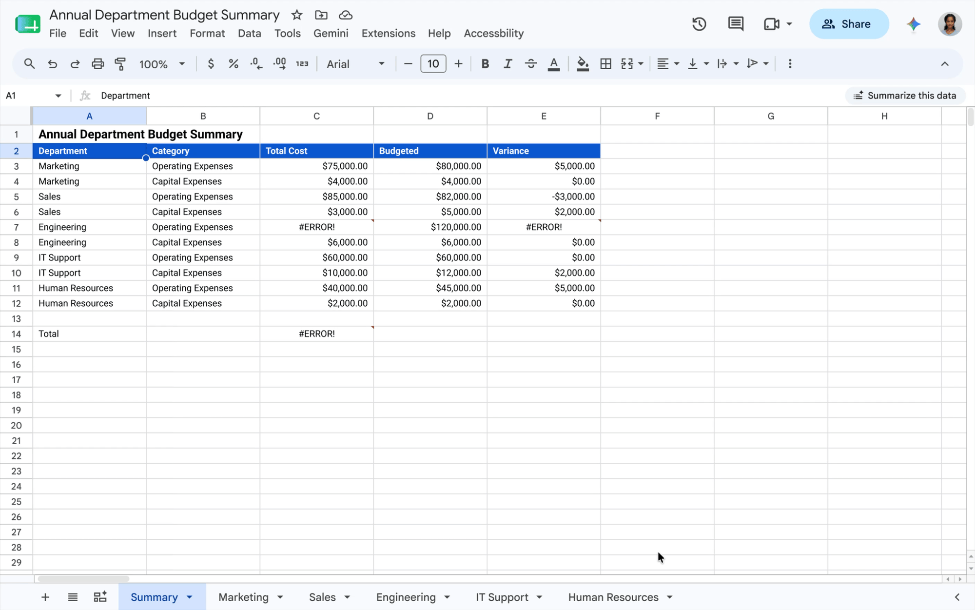Troubleshoot formula errors quickly with Gemini in Google Sheets