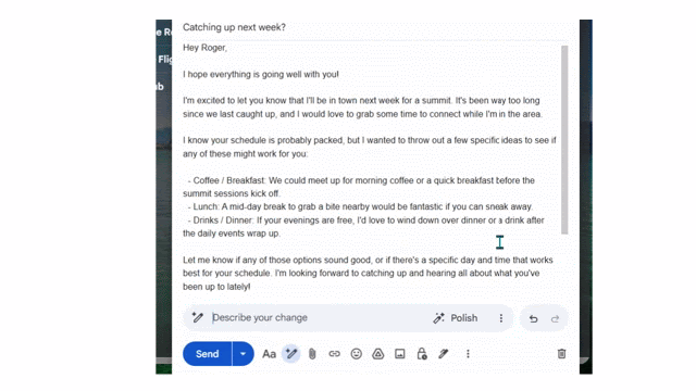 New refinement capabilities allow custom editing with Help me write in Gmail