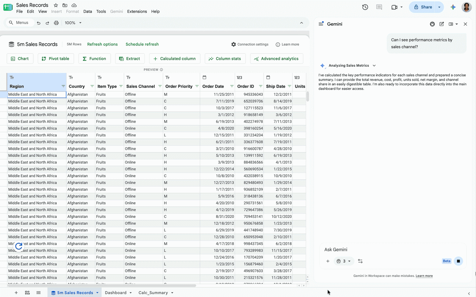 Analyze BigQuery data using natural language with Gemini in Google Sheets